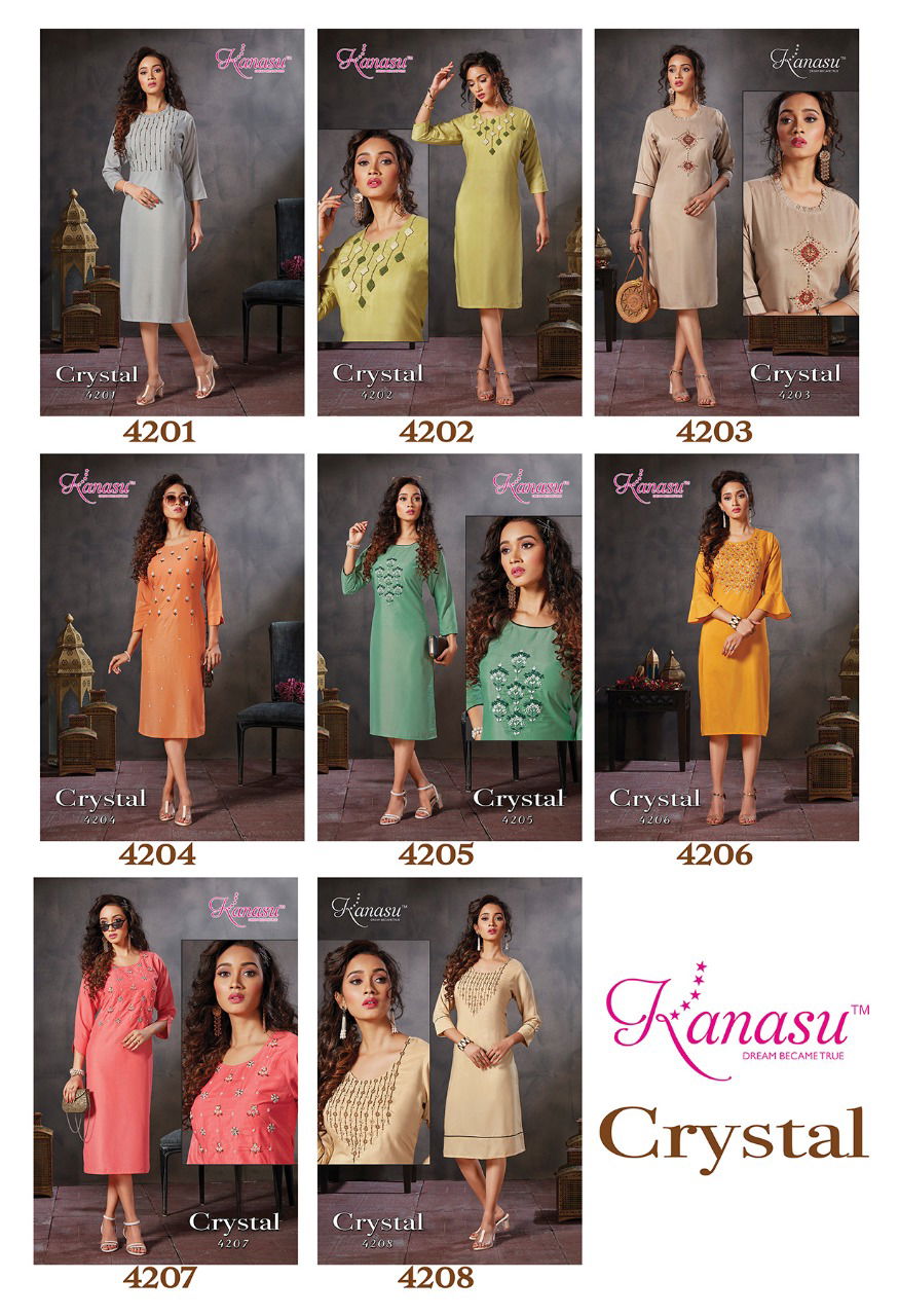 Kanasu Crystal Latest Fancy Designer Casual Wear Viscose Kurti Collection  